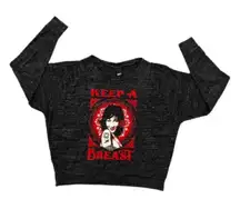 Obey Awareness Women’s 2011 Keep A Breast Crop Long Sleeve T Shirt‎ Size Medium