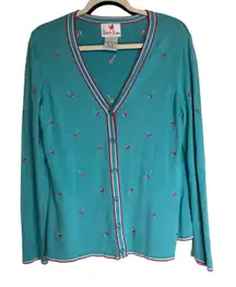 Quaker Factory Embroidered Silk Cardigan Tank & Sweater Set Size S Silk Cotton