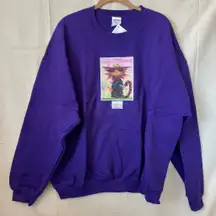 The Cranky Cat Collection Local Artist Purple Crewneck Sweatshirt NWT Size XL