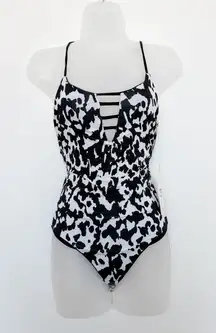 Maaji‎ Reversible Cow Print One Piece Swimsuit Black White Sz Medium Western NWT