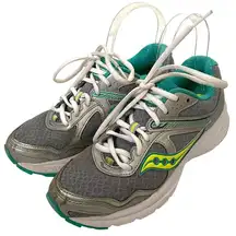 Saucony Cohesion 10 Running Walking Sneakers Gray Teal Lime Size 7