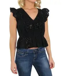 EXPRESS  Black Beaded Eyelet Top Small Y2k Going Out Top Cute