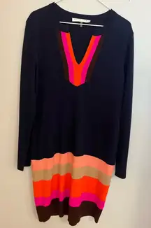 Trina Turk Camp Colorblock Navy‎ Blue Sweater Knit Dress - M
