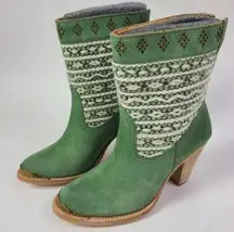 NWT | Cobra Society Green Embroidered Heeled Boots Size 36