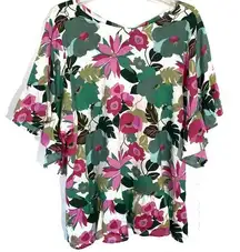 easel  Ruffle Sleeve Top Floral Size Small