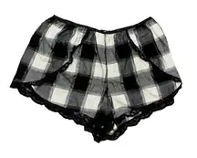Victoria’s Secret Black White Plaid Flannel Pajama Shorts Sleepwear Size M NWT
