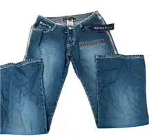 NWT Revolt sz5 junior fit & flare jeans w/raw waistband & glitter down the legs
