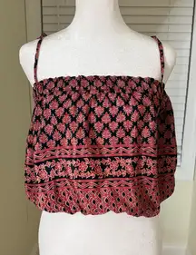 Women's Black and Pink Patterned Top