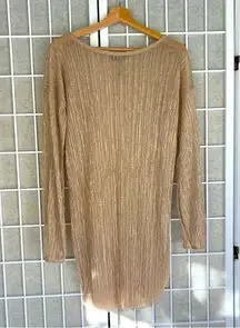 Pretty Little Thing NWOT  Gold sheer long sleeve dress with round hem size 8