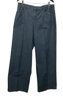 Coldwater Creek Women Denim Jeans 16 Dark Wash Wide Leg Stretch Western Cowgirl