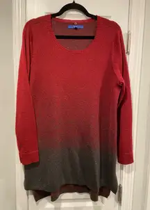 Apt. 9 Size XL Red Black Ombré Sparkle Scoop Neck Long Sleeve Sweater Dress