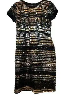 New York & Company Black and Gold, Silver Sequined  Dress - Size M