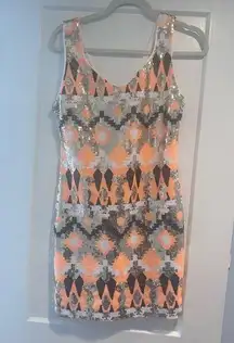 Crystal Doll Orange/gold/black/white sequin dress!!! 🧡🖤