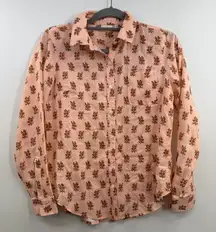 Spartina 449 Lois shirt in pink house french floral pattern size XS linen blend