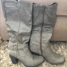 Tall Gray Heeled Boot