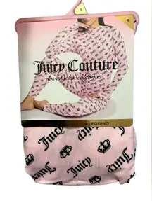 Juicy Couture Pink black Logo Lounge long sleeve top and leggings set small