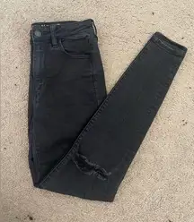 American Eagle Outfitters Black Super High-Rise Distressed Jegging Skinny Jeans