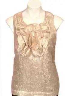 New JCrew Gold Metallic Ruffle Sleeveless Top