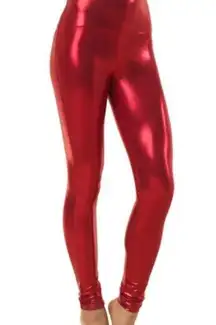 BALERA SMALL RED METALLIC FULL LENGTH LEGGINGS DANCE COSTUME PANTS NO DAMAGES