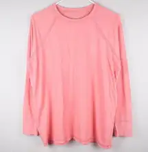 Aerie  Coral Pink Orange Long Sleeve Raglan Tee Tshirt Oversized Baggy Size XS