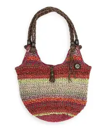 The Sak | Happy & Free Multi-Color Crochet Woven Leather Strap Boho Hobo Bag