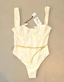 NWT! WeWoreWhatDanielle Belted One-Piece Swimsuit