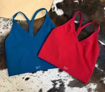 SET ACTIVE Bundle Ribbed‎ V-neck Crop Tops Tank Racerback Size Small