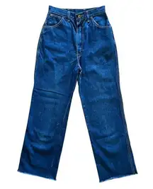 1970s Wrangler Vintage High-Waist Wide Leg Leather Patch Jeans - Size 27x28
