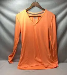 Nike  DriFit long sleeve light weight v neck orange shirt size medium