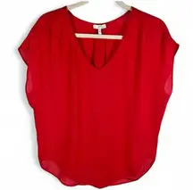 Joie 100% Silk Blouse XS Red & Ready for Compliments Scooped Hem Work or Play
