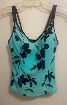 Womens Miraclesuit Miracle Suit Womens Swim Tankini Top Size 8 Blue Black Palm