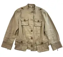 Banana Republic Heritage Sz 4 Flax Safari Jacket Utility Beige Sustainable Boho