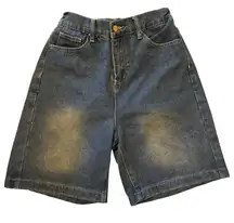 Falmer Heritage Long Dark Acid Wash Stretch Denim Shorts