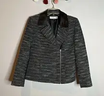 Tahari ASL patterned moto jacket blacker