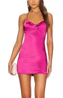 superdown  Satin Mini Slip Dress Purple XS Keyhole Coquette Julieta Revolve NEW