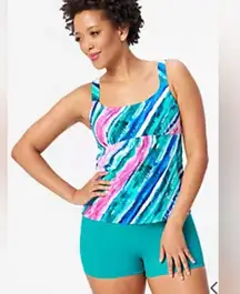 Kim gravel scoop neck Tankini bike shorts Swimsuits For All plus Size 16 NWT