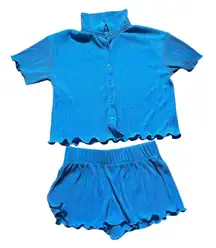 Colsie Vibrant Blue Textured Pajama Set