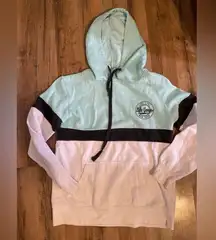 White and Teal Exist Lake George Colorblock Hoodie