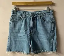 TopShop Medium Wash Cutoff Mom Jean Shorts