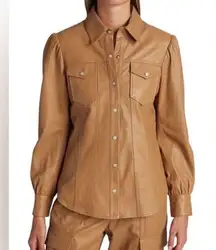 Cinq A Sept Sarine Camel Leather Shirt Jacket Small