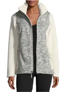 The North‎ Face Indi Rib-Knit Women's Zip Fleece / Jacket Gray Cream Size S