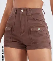 Brown Denim Shorts 