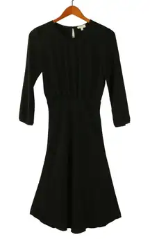 Aritzia Wilfred Black Long Sleeve Fit Flare Back Keyhole Dress XXS