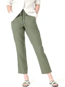 J Crew Denim Women’s Small‎ Linen Blend Army Green Front Tie Crop Seaside Pant