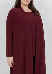 Vikki Vi Bordeaux Classic Open Front Jacket Cardigan 1X