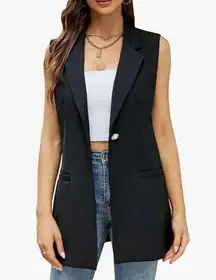 New Duster Trench Vest Lapel Career Blazer Jacket XL