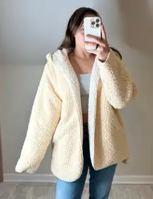 BDG: Cream Sherpa Cardigan Hoodie