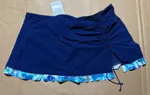 Your Profile Women’s Plus Size 20W Swim Skirt Bottom NWT Blue Ruched Side