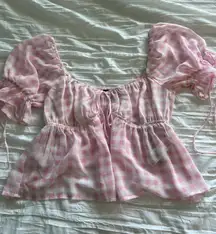 Pink Gingham babydoll top