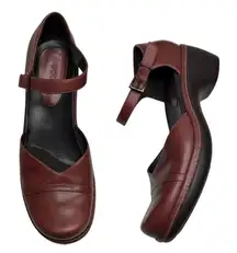 Ecco Ankle Strap Sculpted Mary Jane in Burgundy Red Leather Shoe S-383 Sz 40 EU